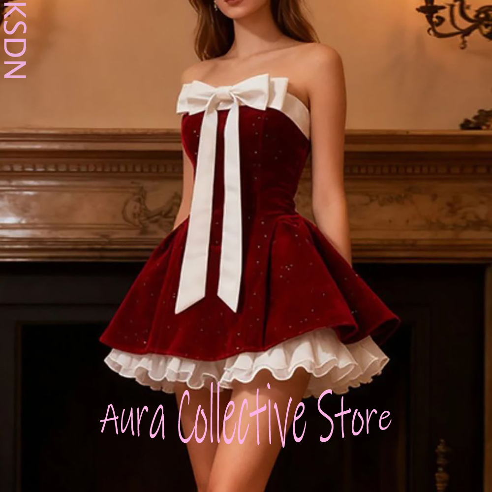 Large Women'S Formal Wear - Mini abito da donna senza spalline