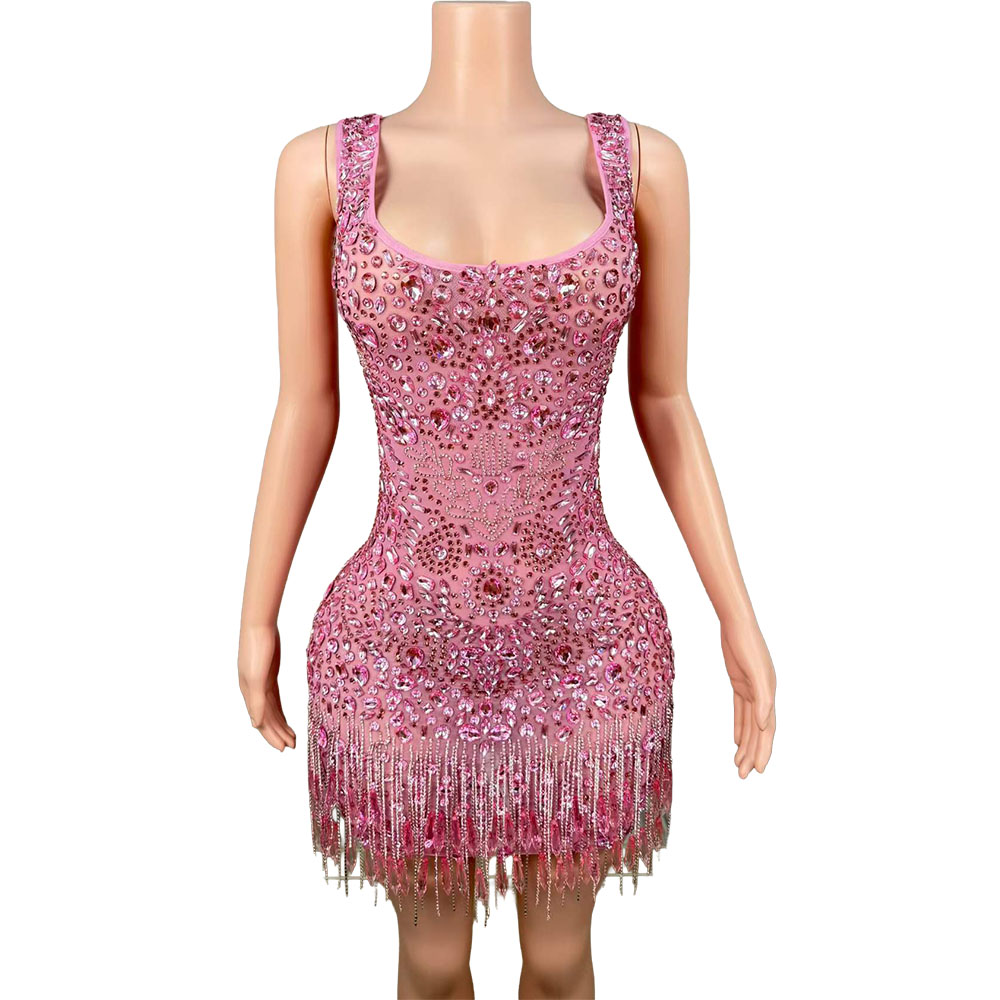 Women Formal Wear Photoshoot - Abito di Lusso Rosa Scintillante con
