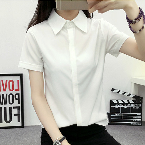 Large Women'S Formal Wear - Camicia Bianca a Maniche Corte da