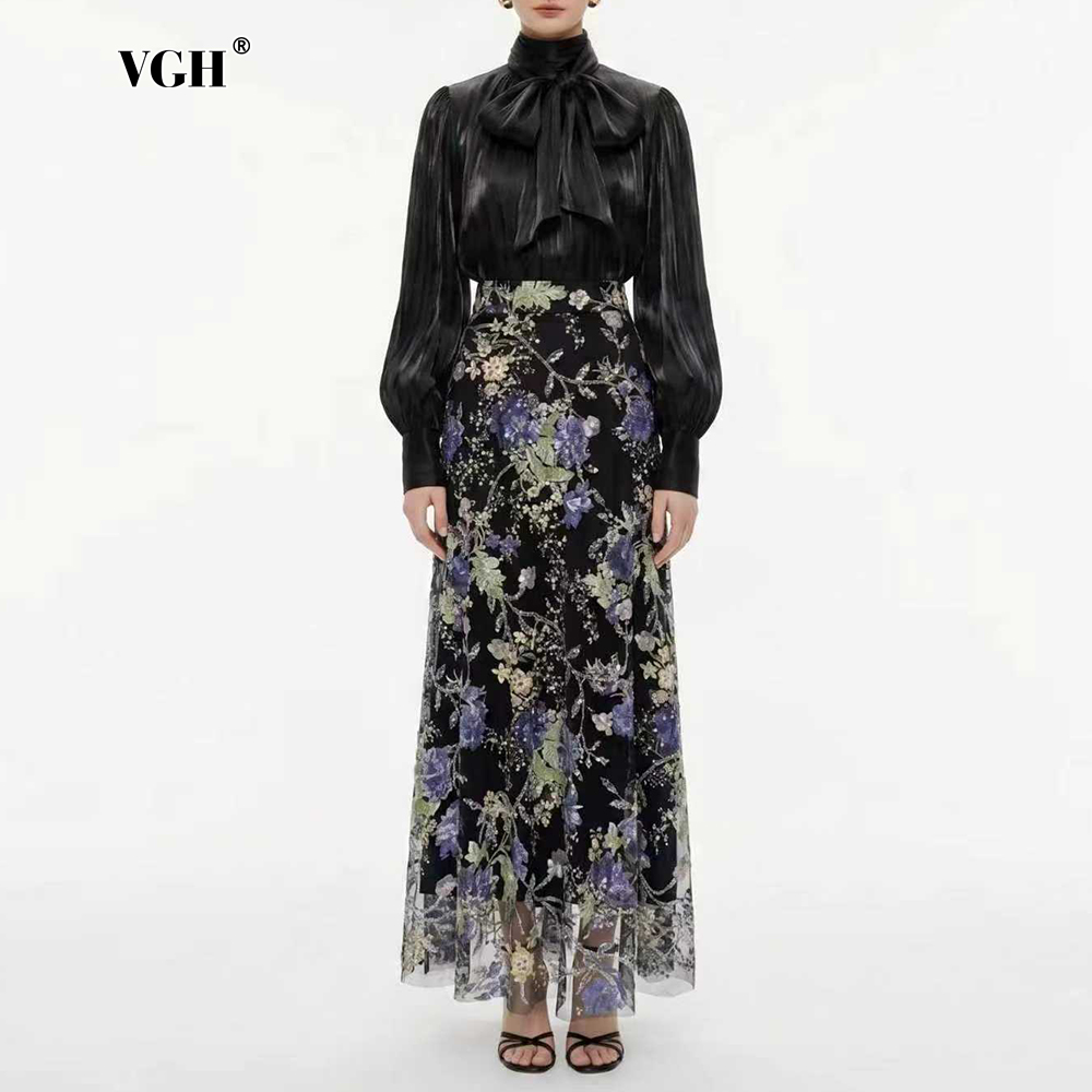 Women Formal Wear Set - VGH Elegante Completo Floreale Nero a