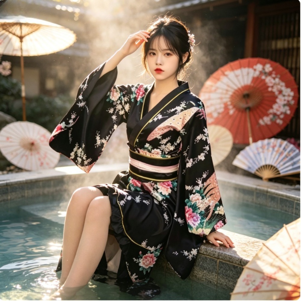 Kimono Yukata Rosso Formale da - Women Formal Wear Photoshoot recensione e prezzo